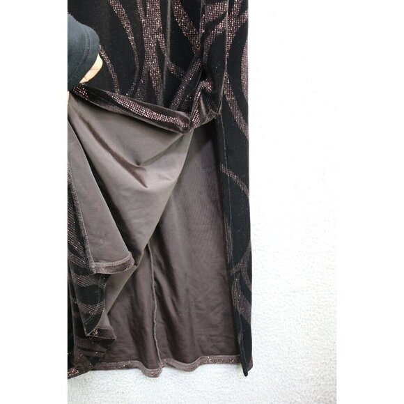 AGB Vintage Strappy Velevet Maxi Dress-Size 10-Side Slit-Whimsigoth-Glittery - Picture 2 of 12